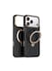TORRAS Ostand Spin VegSkin Series Case for iPhone 17 Pro, Premium Leather Touch, Ultra-Thin, Magnetic 360&deg; Rotatable Metal Stand, Anti-Stain, MagSafe Compatible, Lightweight Cover &ndash; Ivory Black