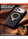 TORRAS Ostand Spin VegSkin Series Case for iPhone 17 Pro, Premium Leather Touch, Ultra-Thin, Magnetic 360&deg; Rotatable Metal Stand, Anti-Stain, MagSafe Compatible, Lightweight Cover &ndash; Ivory Black