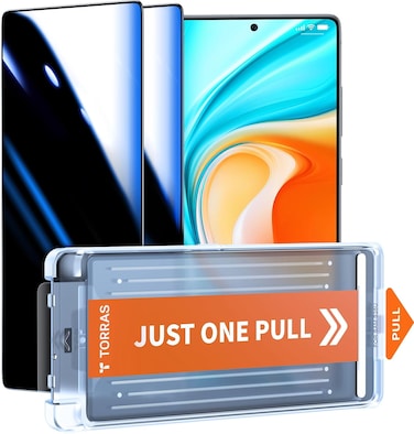 TORRAS 12FT Military-Grade Shatterproof for Samsung Galaxy S25 Plus Privacy Screen Protector [9H+ Aerospace Tempered Glass＆ One-Pull Installation] Anti Spy Bubble Free 6.7&Prime; GlassGo X Privacy