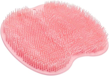 Shower Foot Scrubber Mat Back Washer Back Exfoliating Bath Wash Pad Wall Mounted Slip Suction Cups Foot Scrubber for Use in Shower Cups Foot Cleaner for Men and Women" Pink