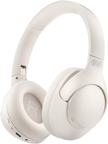 QCY H3 ANC Wireless Headphones Active Noise Cancelling, Hi-Res Audio Over-Ear Headphones Bluetooth 5.4, 60H Playtime, Multipoint Connection Foldable Headset (White)