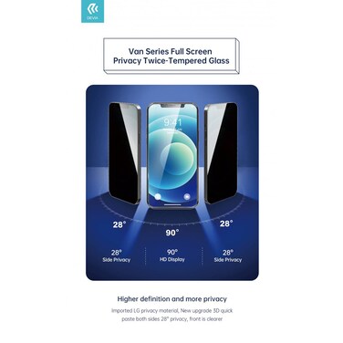 طبقة حماية ديفيا من الزجاج المقوى مرتين لأيفون 13/13 برو (6.1 بوصة) - صلابة 9H، مقاوم للصدمات، حماية من الخدوش، تغطية كاملة، تثبيت سهل، تصميم متين - أسود
