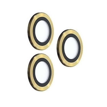 Devia Peak Series Camera Lens Protector Compatible With iPhone 14 Pro / 14 Pro Max (3pcs), Crystal Clear Lens, Bold Outline, No Blur &amp; Clear Lens, Clear and Focused Imaging - Gold