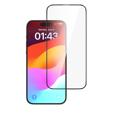 Devia iPhone 15 Plus For Star Series Full Screen Entire View Tempered Glass, 9H Hardness, Scratch Protection, Easy Installation, Bubble-Free, Clear View - Black
