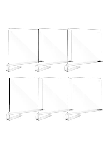 6pcs Clear Acrylic Shelf Dividers for Organization, Closet Shelf and Closet Separator for Bedroom, Kitchen, and Office Shelves