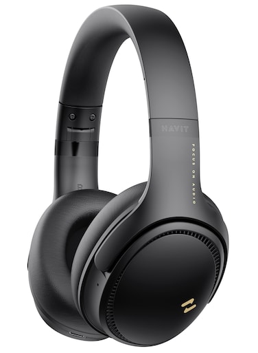 HAVIT H630BT PRO Bluetooth Over-Ear Headphones, Active Noise Cancelling, 50H Playtime, HiFi Stereo Sound, Soft Ear Pads, Built-In Mic, Foldable Design, Dual Device Connection &ndash; Black