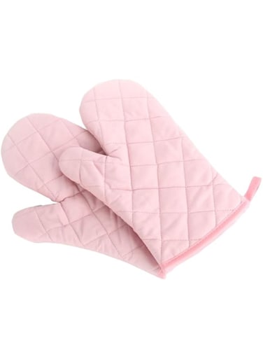 Nachvorn Oven Mitts, Premium Heat Resistant Kitchen Gloves Cotton &amp; Polyester Quilted Oversized Mittens, 1 Pair Pink