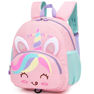 Sun Eight Kids Backpack Perfect for Ages 1-4 Waterproof, Lightweight, Ergonomic Design with Detachable Leash Strap for School, Travel, and Outdoor Adventures, SE22065, Pink Unicorn