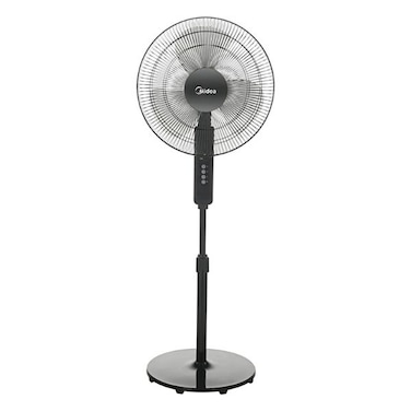 Midea 16" Pedestal Fan, SQD Motor, 3D Oscillation, 3 Speeds, Adjustable Height, 7.5hr Timer, 5 Leaf Blade, Black, FS4019K