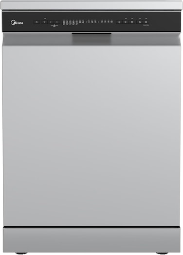 Midea Freestanding Dishwasher 14 Place Settings, 8 Programs, Fully Automatic With Anti-bacterial Filter, Auto Open Drying Technology, Extra Hygiene &amp; Eco Program, 3 Drawers, Silver WQP14-W5233C(S)