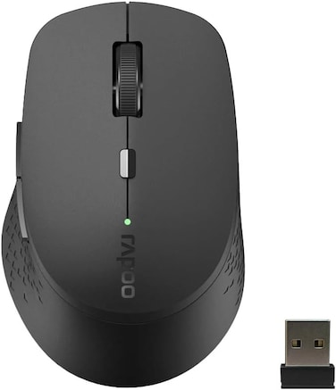 Rapoo Silent Wireless Mouse 1600 Dpi Sensor For Right-Handed Pc &amp; Mac, Dark Grey, M300