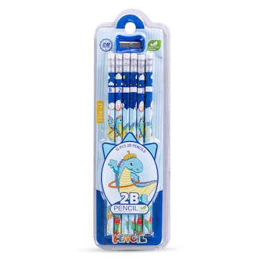 Eazy Kids 12-Pack 2B Pencils w/Eraser Includes Sharpener -Blue