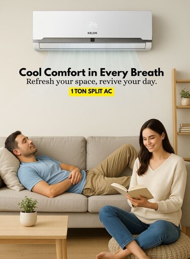 Kelon 1 Ton (12000 BTU) Split Type Air Conditioner &ndash; T3 Roatary Compressor, Cool-Only Function, High Ambient Cooling up to 52&deg;C, Low Noise, Energy Efficient, Durable Outdoor Unit &ndash; KAS-12CF White