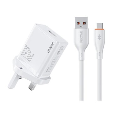WK WP-U76 Kinkong 12W USB Charger Set &ndash; UK Plug &ndash; With Type-C Cable