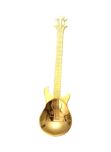 Stainless Steel Guitar Shaped Spoon Gold 3.2x0.5x12cm