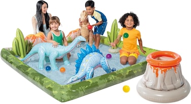 Intex Jurassic Adventure Kiddie Pool with Water Sprayer and Slide - Inflatable Dinosaurs - 79" X 79" X 14" - Ages 3+