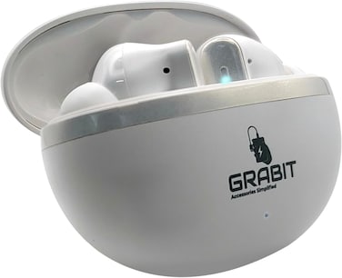 GRABIT True Wireless Earbuds ANC &amp; ENC for Clear Sound enjoy deep bass and noise-free calls with ANC + ENC technology. With 4-5 hours playtime, a 300mAh charging case, and fast 1.5-hour charging
