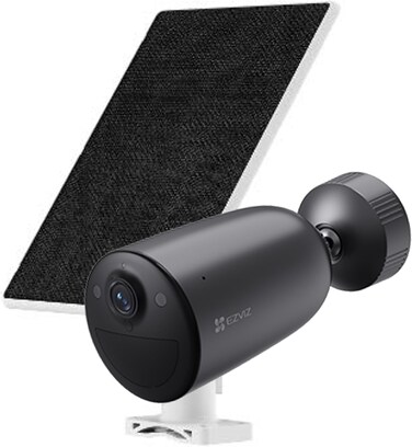 Ezviz EB3 4G + Solar Panel Security Camera, 2K Resolution, Two-Way Talk, Active Defense with Siren &amp; Strobe Light, 4G Network Connectivity, 5200mAh Battery, Black   EB3-4G/SP 3MP