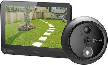 EZVIZ HP4 Wirefree Peephole Door Viewer Camera with Built in Doorbell, 1080p 4.3" Color Screen, Rechargeable Battery, Two-Way Talk, Night Vision, H.265 Video Tech, Ultra-wide-angle View, MicroSD Card