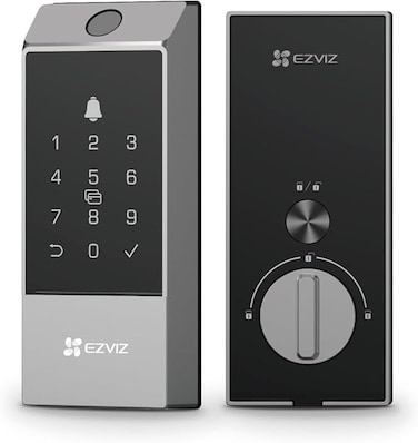 EZVIZ DL04 Pro Smart Lock &ndash; 5-in-1 Keyless Entry with Fingerprint Access, Bluetooth &amp; Wi-Fi Enabled, Real-Time Notifications, Privacy Mode, and Durable Aluminum Design