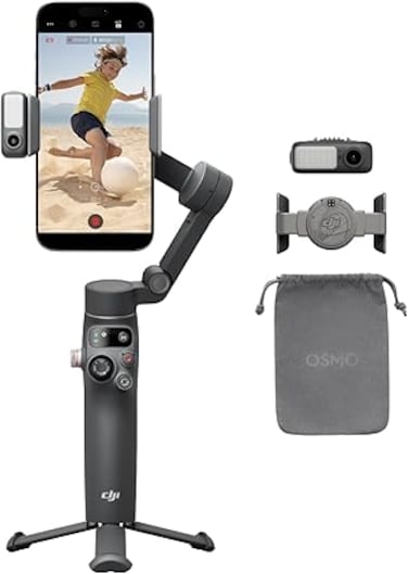 DJI Osmo Mobile 7P Gimbal Stabilizer for iPhone, Android, Native Tracking, Lighting, 3-Axis Phone Gimbal, Quick Launch, One-Tap Edit, Built-in Extension Rod &amp; Tripod, 10hrs Use, Phone Charging