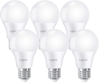Lepro E27 Screw Bulb, Cool White 6500K, 60W Equivalent E27 LED Bulb, 8.5W 806lm Edison Screw Bulb, GLS Energy Saving E27 A19 LED Light Bulbs, Non-dimmable, Pack of 6
