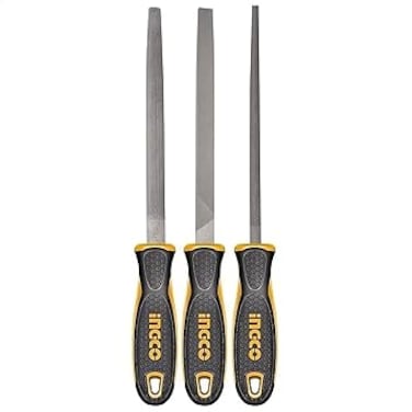 INGCO 3 PCS STEEL FILE SET HKTFS1308 - High-Quality 3-Piece Steel File Set for Precision Filing, Durable and Versatile, Ideal for Metal, Wood, and DIY Applications