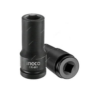 INGCO 1/2" Deep Impact Socket HDIS12161L Heavy-Duty Chrome-Moly Steel Professional Socket for Automotive, Industrial, and Mechanical High-Torque Applications