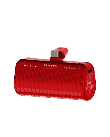 Moxedo Capsule 5000 mAh Mini Power Bank 20W Portable Charger Built-in USB-C Connector with Kickstand Compatible for Samsung Galaxy S21 Ultra 5G S20 FE Note 20/10, iPad Pro 2018 and Mac Book (Red)