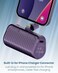 Moxedo Capsule 5000 mAh Mini Power Bank 20W PD Fast Charging Portable Charger with Built-in Lightning Connector with Kickstand Compatible for iPhone 14/14 Pro Max/13/12/11/X/8/7/6 Plus (Purple)