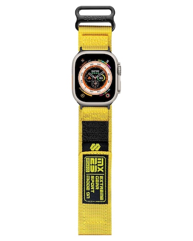 Moxedo MX23 Rugged Strap Breathable Nylon Braided Sports Band Compatible with Apple Watch Band Series 8/7/6/5/4/3/2/1/SE Ultra Woven Loop Design for 44mm/45mm/49mm (Yellow)