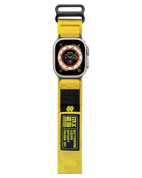 Moxedo MX23 Rugged Strap Breathable Nylon Braided Sports Band Compatible with Apple Watch Band Series 8/7/6/5/4/3/2/1/SE Ultra Woven Loop Design for 44mm/45mm/49mm (Yellow)