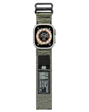 Moxedo MX23 Rugged Strap Breathable Nylon Braided Sports Band Compatible with Apple Watch Band Series 8/7/6/5/4/3/2/1/SE Ultra Woven Loop Design for 44mm/45mm/49mm (Military Green)