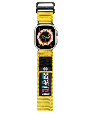 Moxedo MX23 Rugged Strap Breathable Nylon Braided Sports Band Compatible with Apple Watch Band Series 8/7/6/5/4/3/2/1/SE Ultra Woven Loop Design for 44mm/45mm/49mm &ndash; UAE Edition (Yellow)