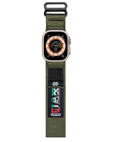 Moxedo MX23 Rugged Strap Breathable Nylon Braided Sports Band Compatible with Apple Watch Band Series 8/7/6/5/4/3/2/1/SE Ultra Woven Loop Design for 44mm/45mm/49mm &ndash; UAE Edition (Military Green)