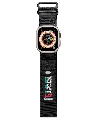 Moxedo MX23 Rugged Strap Breathable Nylon Braided Sports Band Compatible with Apple Watch Band Series 8/7/6/5/4/3/2/1/SE Ultra Woven Loop Design for 44mm/45mm/49mm &ndash; UAE Edition (Black)