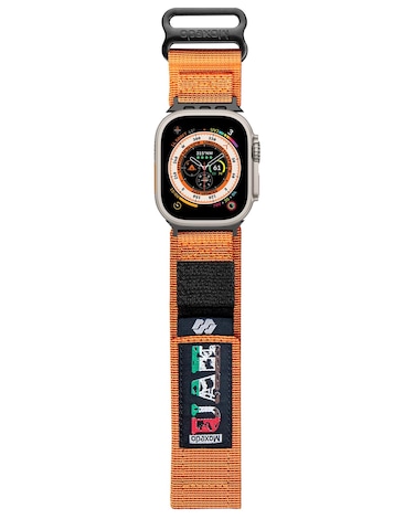 Moxedo MX23 Rugged Strap Breathable Nylon Braided Sports Band Compatible with Apple Watch Band Series 8/7/6/5/4/3/2/1/SE Ultra Woven Loop Design for 44mm/45mm/49mm &ndash; UAE Edition (Orange)