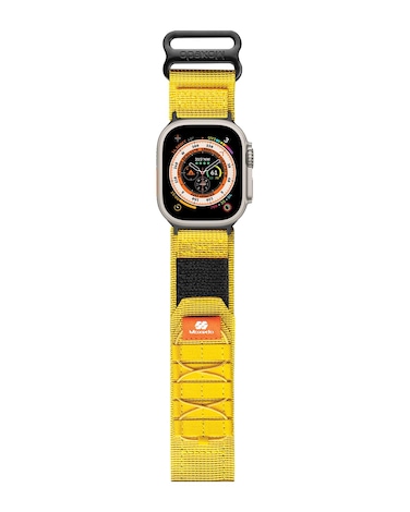 Moxedo Tactical Sports Rugged Strap Breathable Nylon Braided Compatible with Apple Watch Band Series 8/7/6/5/4/3/2/1/SE Ultra Military Woven Loop Design for 44mm/45mm/49mm (Yellow)