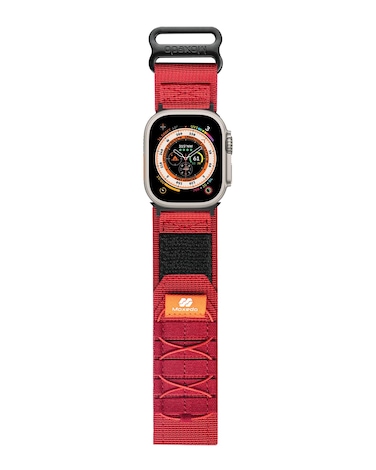 Moxedo Tactical Sports Rugged Strap Breathable Nylon Braided Compatible with Apple Watch Band Series 8/7/6/5/4/3/2/1/SE Ultra Military Woven Loop Design for 44mm/45mm/49mm (Red)