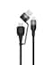 Moxedo 2 in 1 Charging Cable 30W Power Delivery Interchangeable USB-A/USB-C to L 1.2 Meters Braided Nylon Cable Compatible for iPhone 15/14/13/12/11 Pro Max, iPad and Samsung (Black)