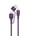 Moxedo 2 in 1 Charging Cable 30W Power Delivery Interchangeable USB-A/USB-C to L 1.2 Meters Braided Nylon Cable Compatible for iPhone 15/14/13/12/11 Pro Max, iPad and Samsung (Purple)