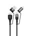 Moxedo 4 in 1 Charging Cable 60W Power Delivery Interchangeable USB-A/USB-C to USB-C/L 1.2 Meters Braided Nylon Cable Compatible for Android/iPhone 15/14/13/12/11 Pro Max, iPad (Black)