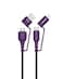 Moxedo 4 in 1 Charging Cable 60W Power Delivery Interchangeable USB-A/USB-C to USB-C/L 1.2 Meters Braided Nylon Cable Compatible for Android/iPhone 15/14/13/12/11 Pro Max, iPad (Purple)