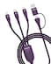 Moxedo 3 in 2 Charging Cable Interchangeable USB-A/USB-C to L (2X)/ USB-C PD Fast Charging 100W 1.2m Length Braided Cable for Phones, Tablets, Headphones (Purple)