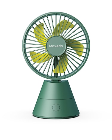 Moxedo Mini Portable Fan Desktop Portable, 5 Blades Strong Wind, 3 Adjustable Speed Auto Rotation,USB Rechargeable Battery with Solid Fragrance Pad (Green)