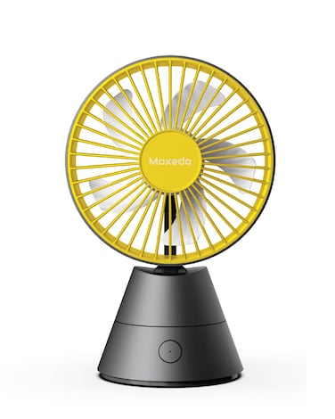 Moxedo Mini Portable Fan Desktop Portable, 5 Blades Strong Wind, 3 Adjustable Speed Auto Rotation,USB Rechargeable Battery with Solid Fragrance Pad (Black)