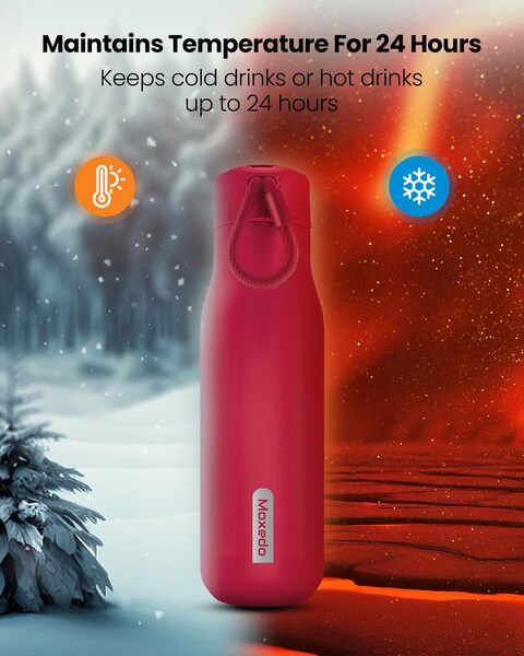 Moxedo Vacuum Flask Stainless Steel Double Wall Vacuum Insulated for Hot and Cold BPA Free 500ML Leak Resistant for Gym, Home, Office, Outdoor and Work (Red)