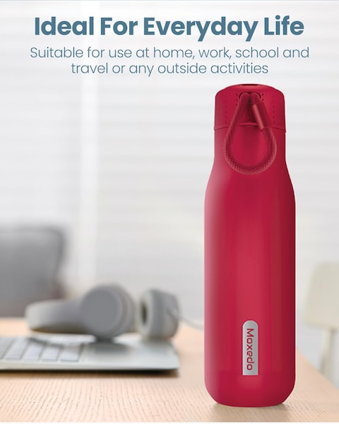 Moxedo Vacuum Flask Stainless Steel Double Wall Vacuum Insulated for Hot and Cold BPA Free 500ML Leak Resistant for Gym, Home, Office, Outdoor and Work (Red)