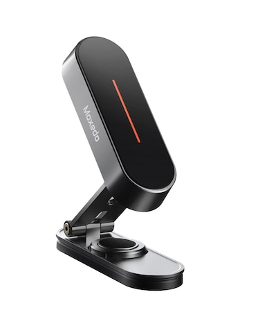 Moxedo Magnetic Car Phone Holder Foldable Adjustable One-Handed Operation Aluminum Alloy 360&deg; Rotation with Metal Plate for All Smartphone