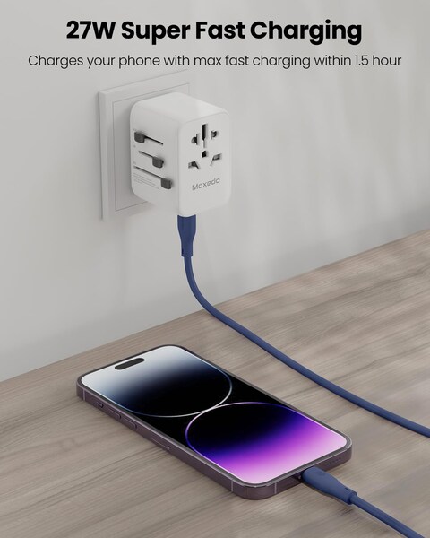 Moxedo CavoX Pro USB-C to Lightning Silicone Cable 27W PD Fast Charge and Data Sync Compatible for iPhone 14/13/12/11 Pro Max X/XS/XR 8 7 6s Plus SE (Blue, 2m)